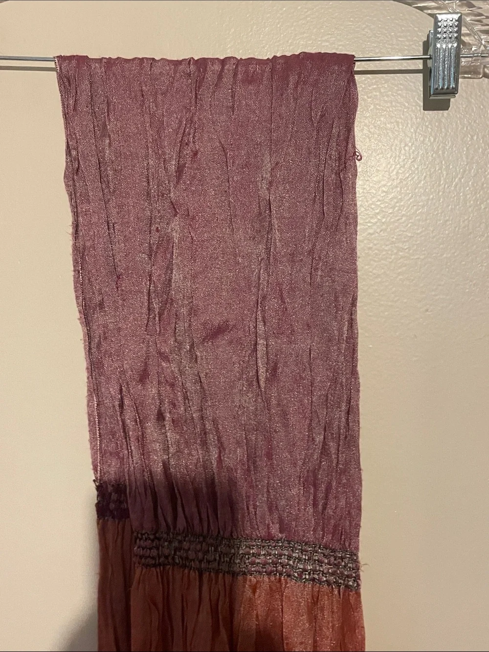 Lightweight Crinkled Multi-Tone Scarf - Pink/Brown